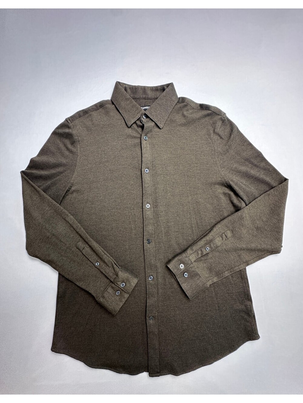 Express Men's M Brown Textured Long Sleeve Button Up Shirt